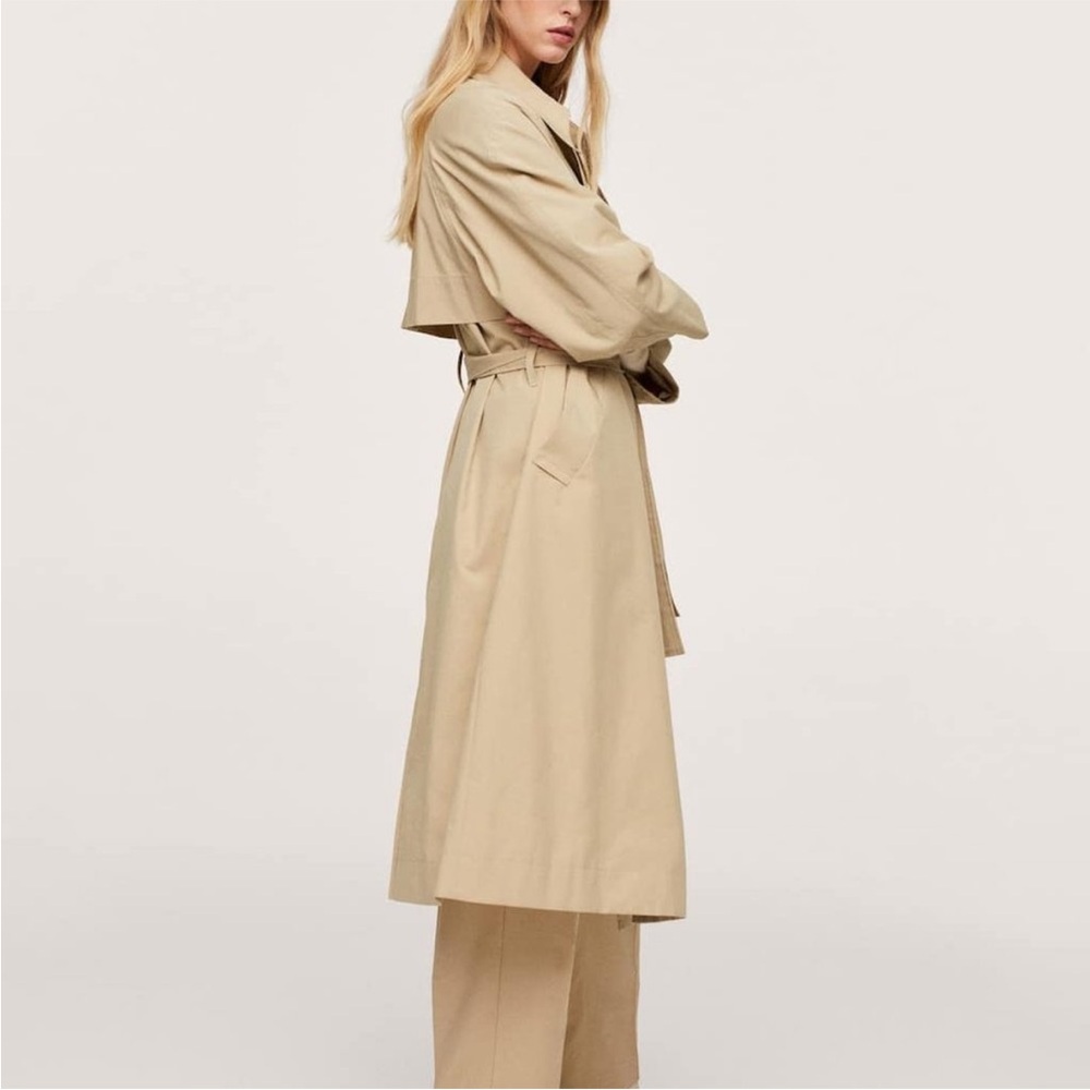 MNG Mango Water Repellent Long Waist Tie Trench Coat